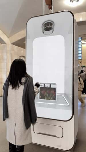 Kiosk Dispenses Chosen Outfits in a fake-out-of-home ad of Aritzia