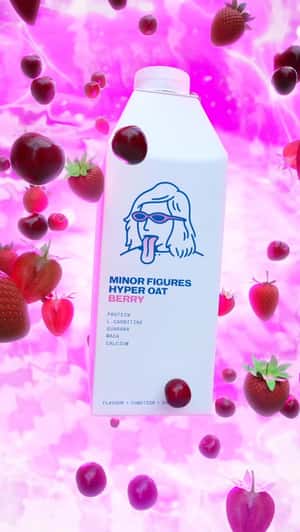Oat Drink Bursts with Berries in a fake-out-of-home ad of Minor Figures