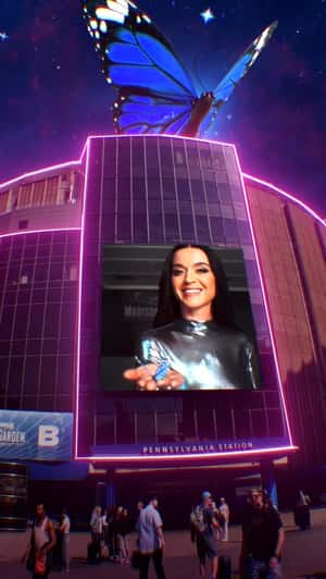 Butterfly Perches on Arena in a fake-out-of-home ad of Madison Square Garden