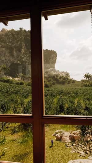 Man Chased by T-Rex in a fake-out-of-home ad of Jurassic World