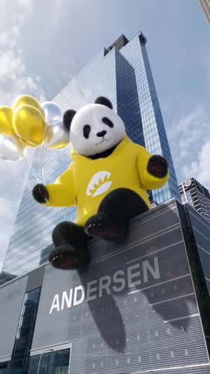 Panda Sitting on Rooftop in a fake-out-of-home ad of Andersen Company