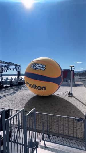 Ball Inflates at Beach Court in a fake-out-of-home ad of FFBB