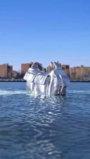 Silver Bag Floats on River in fake-out-of-home ad of Pull&Bear