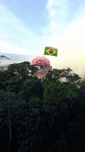 Brain on Glass of Beer in a fake-out-of-home ad of Fronteira Da Ciência