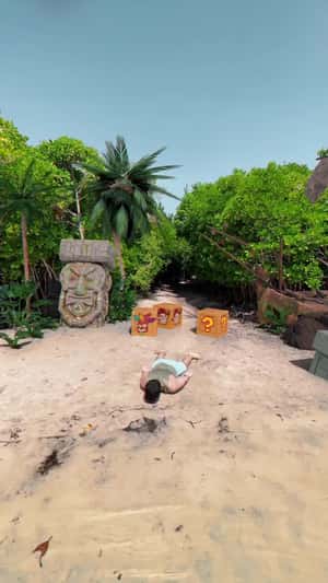 Man in an Interactive Game in fake-out-of-home ad of PlayStation