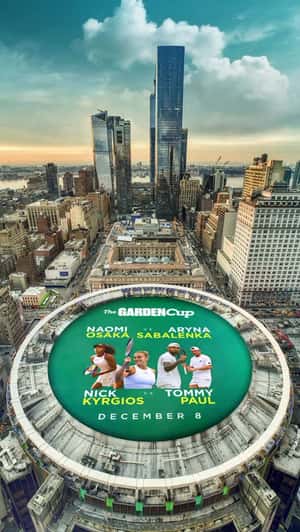 Tennis Balls Bounce on Arena Rooftop in a fake-out-of-home ad of Madison Square Garden