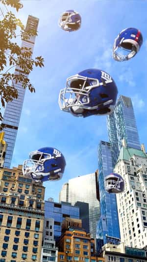 Football Helmets Float in NYC in a fake-out-of-home ad of Verizon