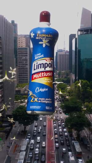 Multipurpose Cleaner Sprouts Flowers in a fake-out-of-home ad of Bombril