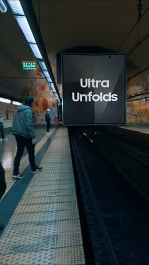 Smartphones Unfold in Subway in a fake-out-of-home ad of Samsung