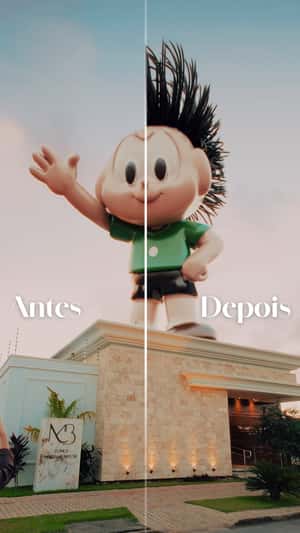 Hair Sprouts on Inflatable Mascot in a fake-out-of-home ad of Marcella Birtche