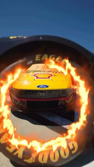 Racing Cars Assemble on Track in a fake-out-of-home ad of NASCAR