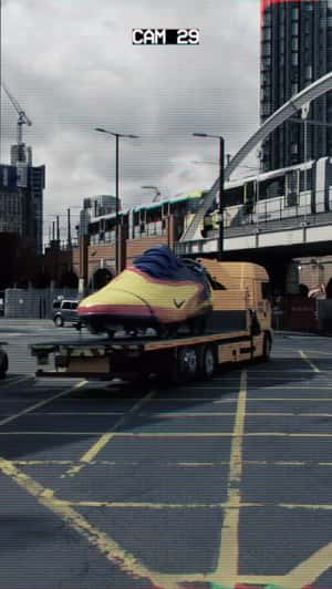 Football Shoes Delivery by Truck in a fake-out-of-home ad of Erling Braut Haaland