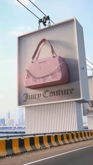 Handbags Move Out of Billboard in a fake-out-of-home ad of Juicy Couture