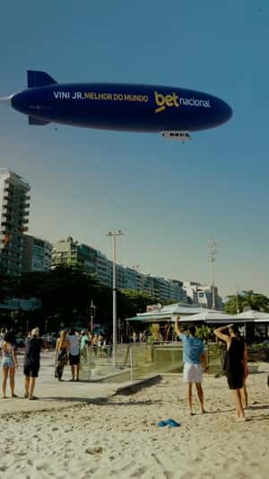 Blimp Honors Vini Jr. in a fake-out-of home ad of Betnacional