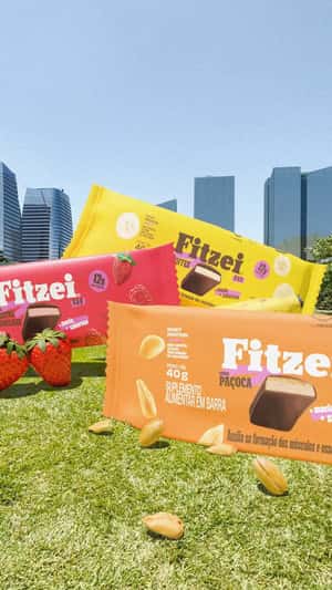 Giant Bars in City in a fake-out-of-home ad of Fitzei Snacks
