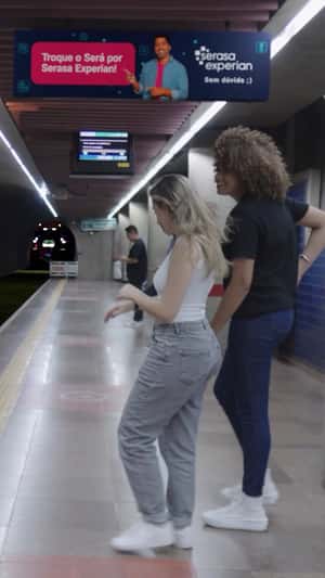 Tractor Train in Subway in a fake-out-of-home ad of Serasa Experian