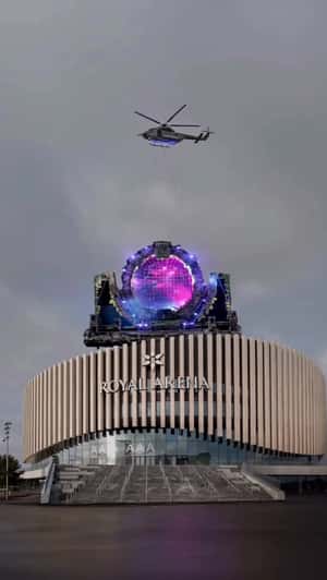 Stage Flies Into Royal Arena in a fake-out-of-home ad of TooManyLeftHands 