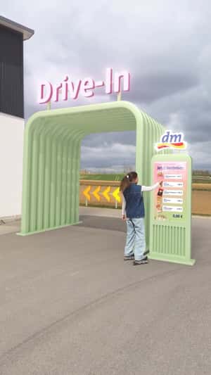Drive-In Experience in a fake-out-of-home ad of dm-drogerie markt
