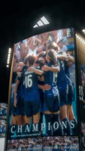 Olympic Champions Billboards at Shibuya in a fake-out-of-home ad of Adidas