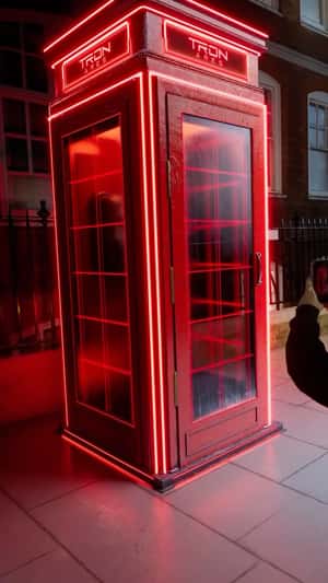 "Tron: Ares" Takeover in London in a fake-out-of-home ad of Disney Studios