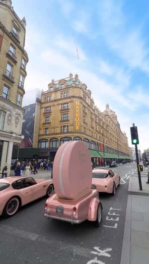 Pink Trailer Showcase in London in a fake-out-of-home ad of Beauty Works