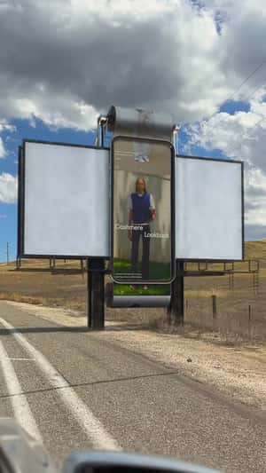 Rolling Phone Billboard in a fake-out-of-home ad of Aritzia