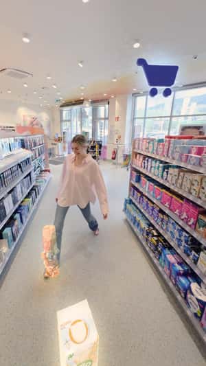 AR Coupon Shopping Experience in a fake-out-of-home ad of dm-drogerie markt