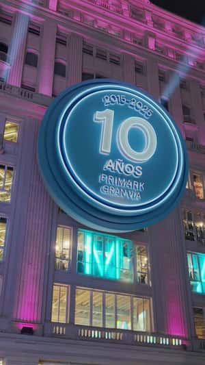 Anniversary Display in Gran Via in a fake-out-of-home ad of Primark
