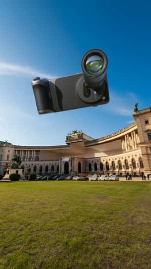 Giant Phone Transformation in Vienna in a fake-out-of-home ad of Vivo