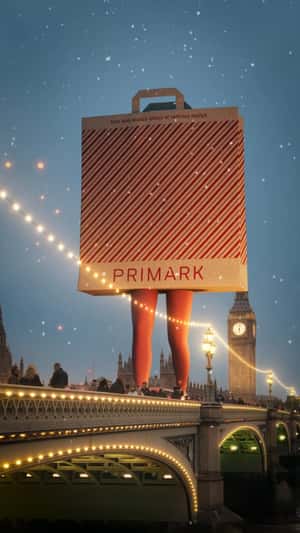 Giant Shopping Bag Lights Up London in a fake-out-of-home ad of Primark