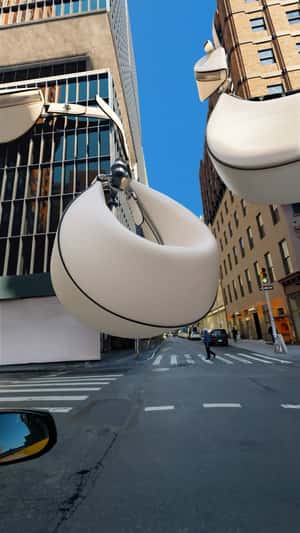Handbags Displayed in NYC in a fake-out-of-home ad of Kate Spade