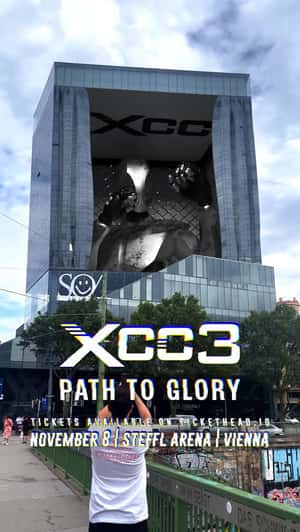 Giant Robotic Reveal on Steffl Arena Facade in a fake-out-of-home ad of XCC
