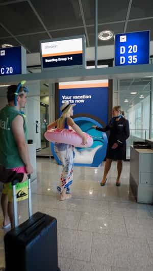 Water Slide Adventure in a fake-out-of-home ad of Discover Airlines