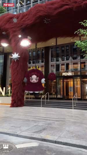 SKULLPANDA Furry Takeover at PENN District in a fake-out-of-home ad of POP MART