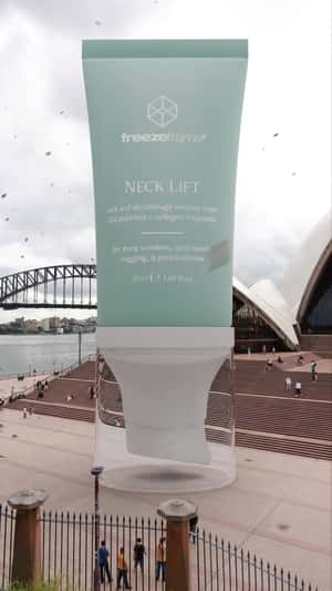 Giant Tube Drops on Giant Turkey in a fake-out-of-home ad of freezeframe