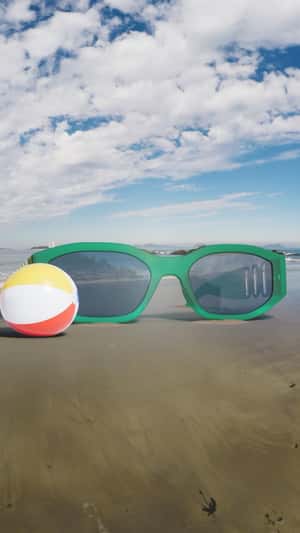 Sunglass and Beach Ball in fake-out-of-home ad of Pull&Bear