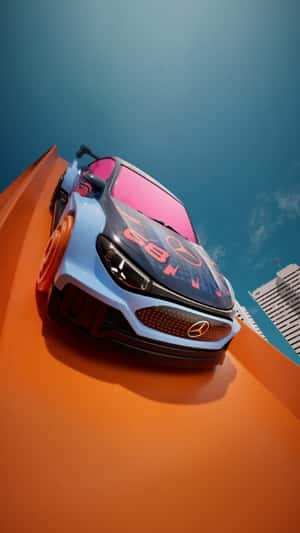 Hot Wheels Race Track Installation in a fake-out-of-home ad of Mercedes Benz