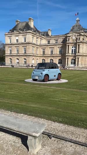 Flowers Bloom at Luxembourg Palace in a fake-out-of-home ad of Citroën