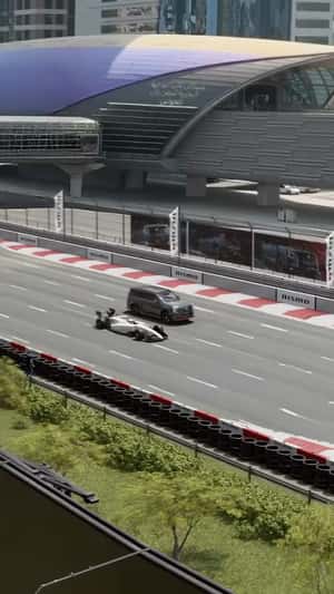 "Patrol NISMO" Overtakes Race Car in a fake-out-of-home ad of Nissan