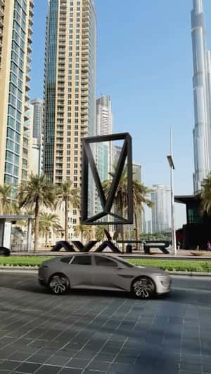 Electric Cars Drive Through Dubai in a fake-out-of-home ad of AVATR