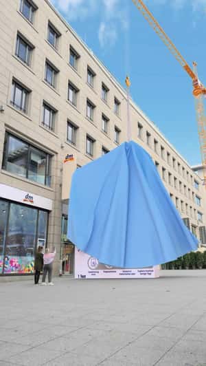 Giant "Mivolis" Vit D Test Kit Revelation in a fake-out-of-home ad of DM