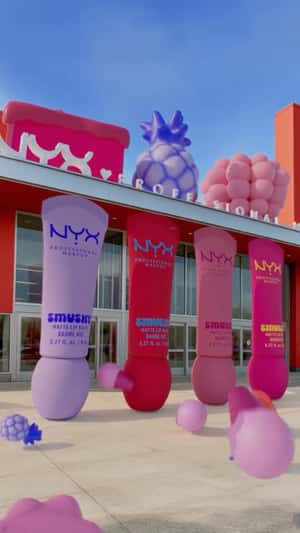 Giant "Smushy" Lip Balms at Target in a fake-out-of-home ad of NYX