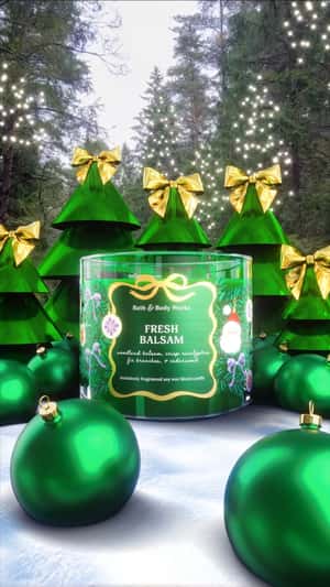 Giant Christmas Candle Display in a fake-out-of-home ad of Bath & Body Works 