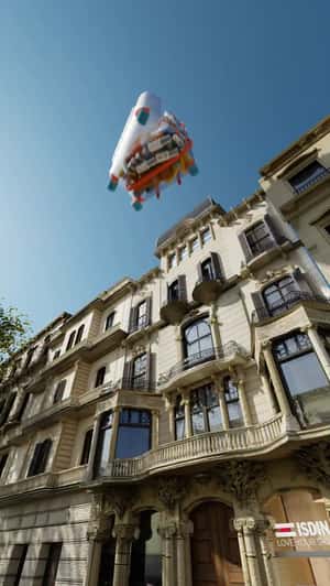 SPF Products Spill from Giant Suitcase in a fake-out-of-home ad of ISDIN