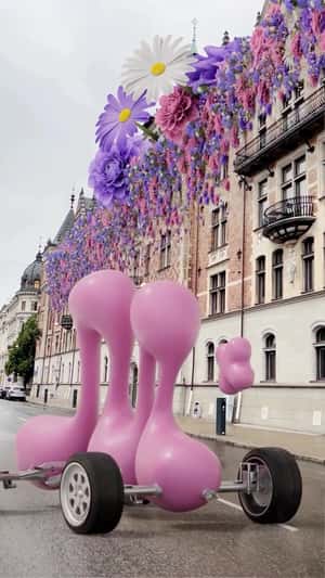 Building Blooms Lush Flowers in a fake-out-of-home ad of Lyko