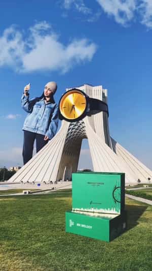 Giant Watch Display at Azadi Tower in a fake-out-of-home ad of Michael Kenedy 