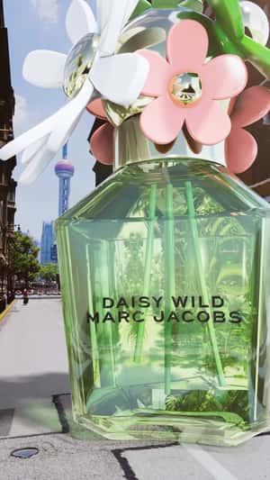 Giant Perfume Installation near Pearl Tower in a fake-out-of-home ad of Marc Jacobs