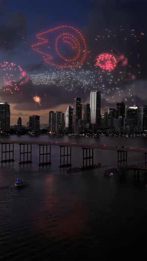 Fireworks and Drone Show in U.S. Cities in fake-out-of-home ad of Semrush