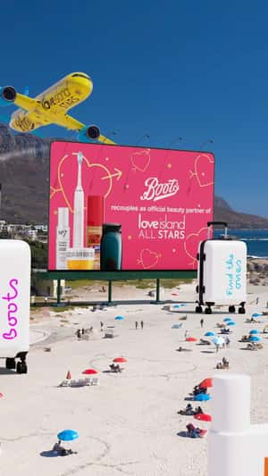 Love Island-Themed Installation in a fake-out-of-home ad of Boots