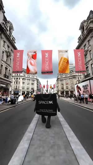 Animated Bag Tours London Landmarks in a fake-out-of-home ad of Space NK